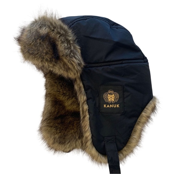 Kanuk Other - Kanuk trapper hat medium winter black faux fur lined snow